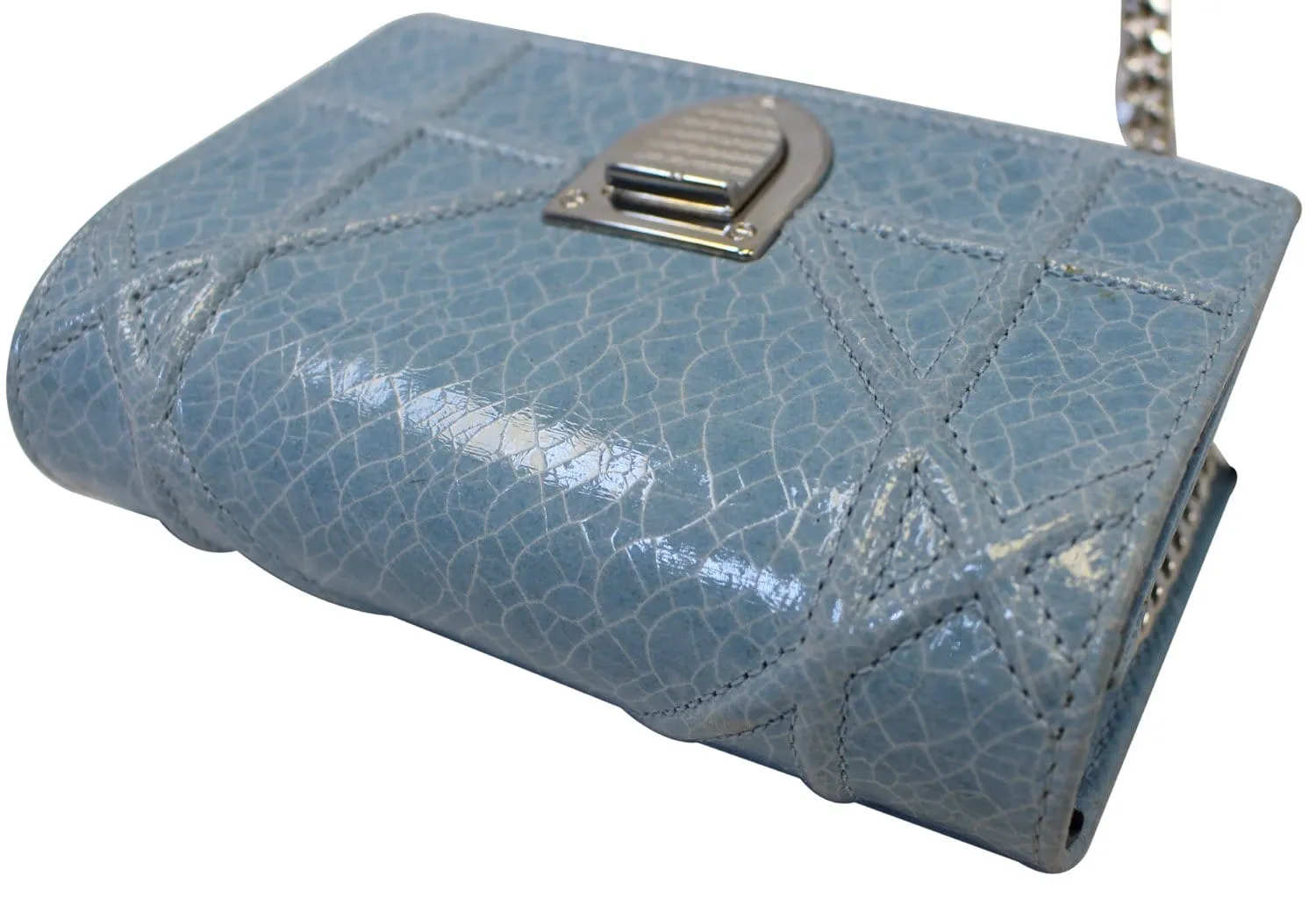 CHRISTIAN DIOR Aqua Blue Leather Mini Diorama Crossbody Bag - Last Call