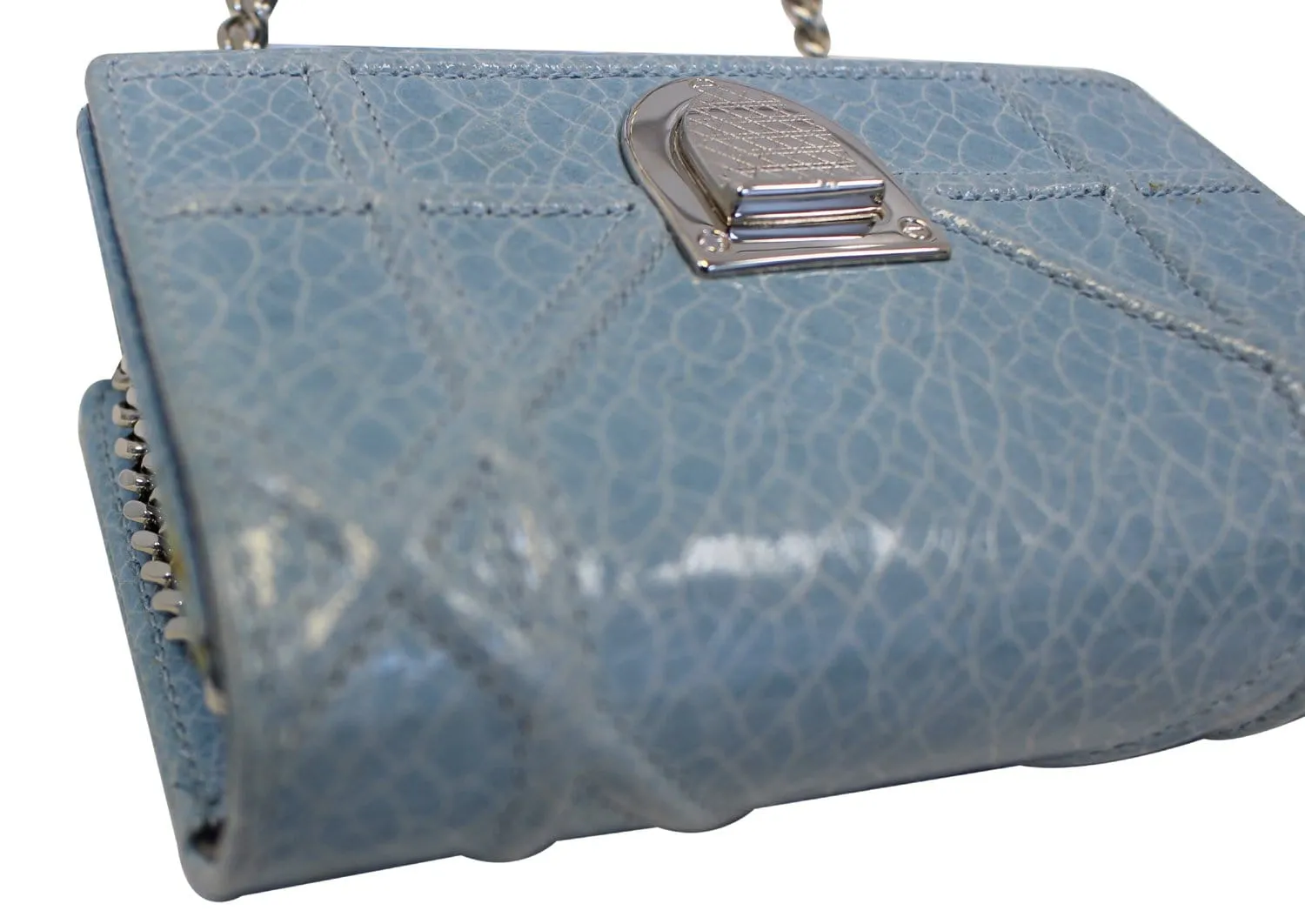 CHRISTIAN DIOR Aqua Blue Leather Mini Diorama Crossbody Bag - Last Call