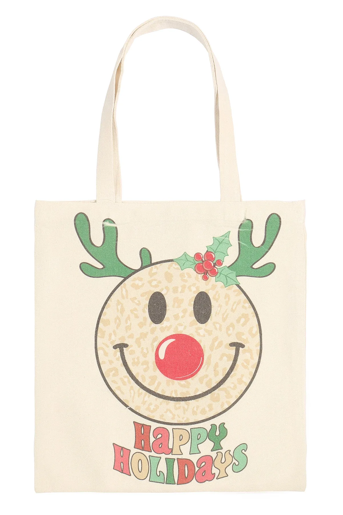 CHRISTMAS HAPPY HOLIDAYS MINIMALIST PRINT TOTE BAG