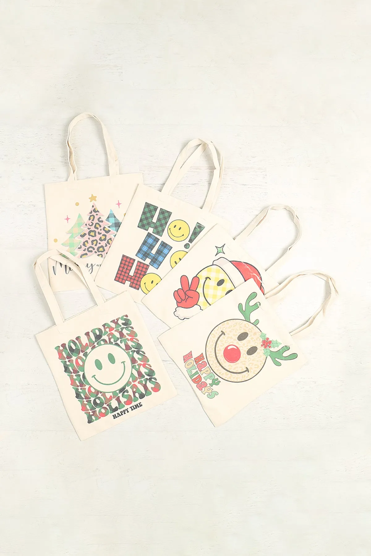 CHRISTMAS HAPPY HOLIDAYS MINIMALIST PRINT TOTE BAG