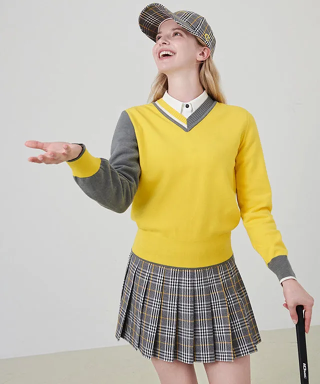 CHUCUCHU Check Pleated Skirt - Black