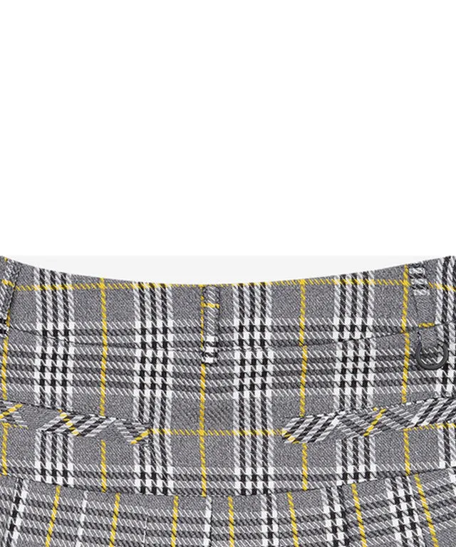 CHUCUCHU Check Pleated Skirt - Black