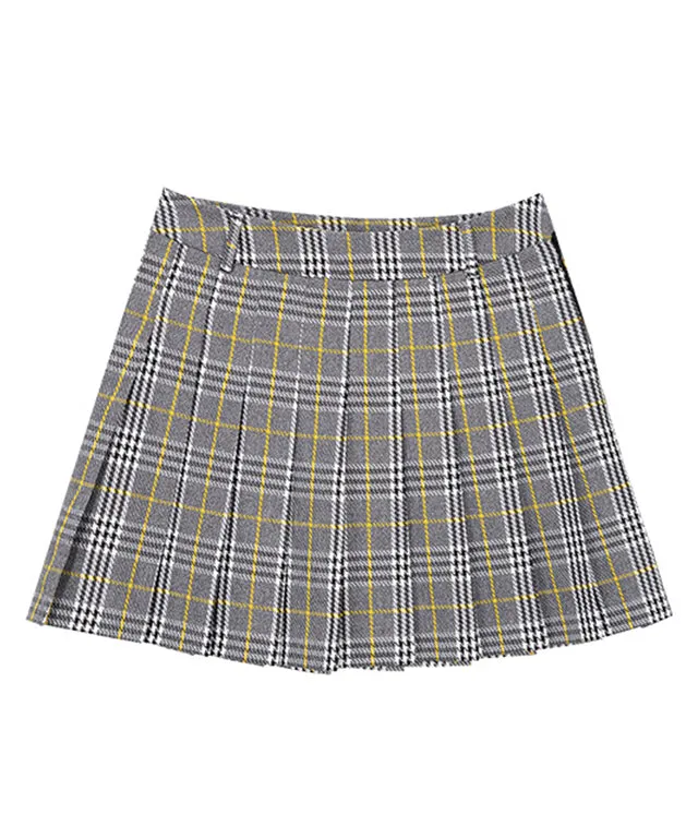 CHUCUCHU Check Pleated Skirt - Black