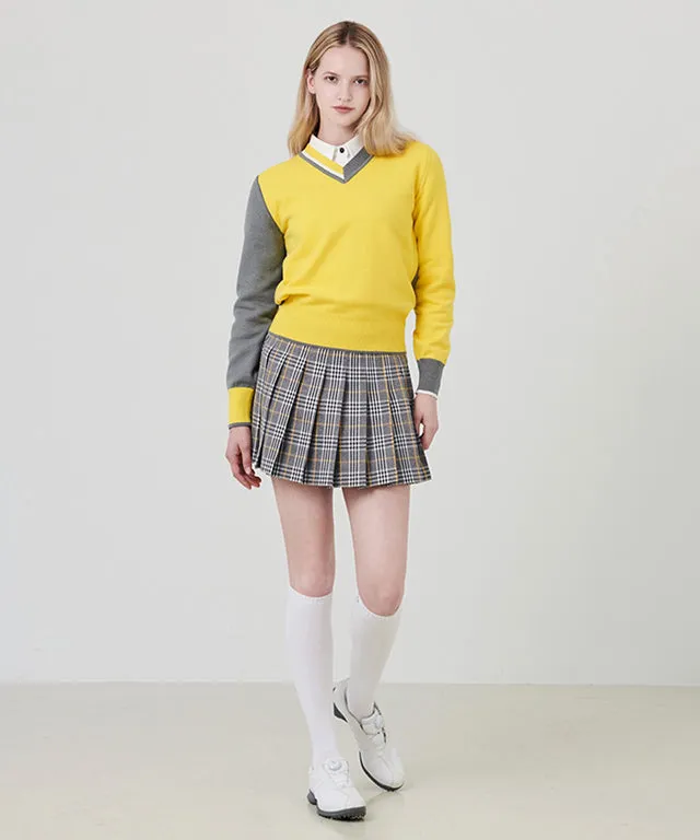 CHUCUCHU Check Pleated Skirt - Black