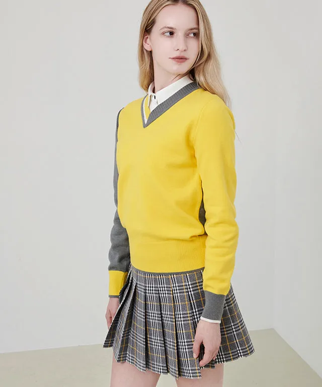 CHUCUCHU Check Pleated Skirt - Black