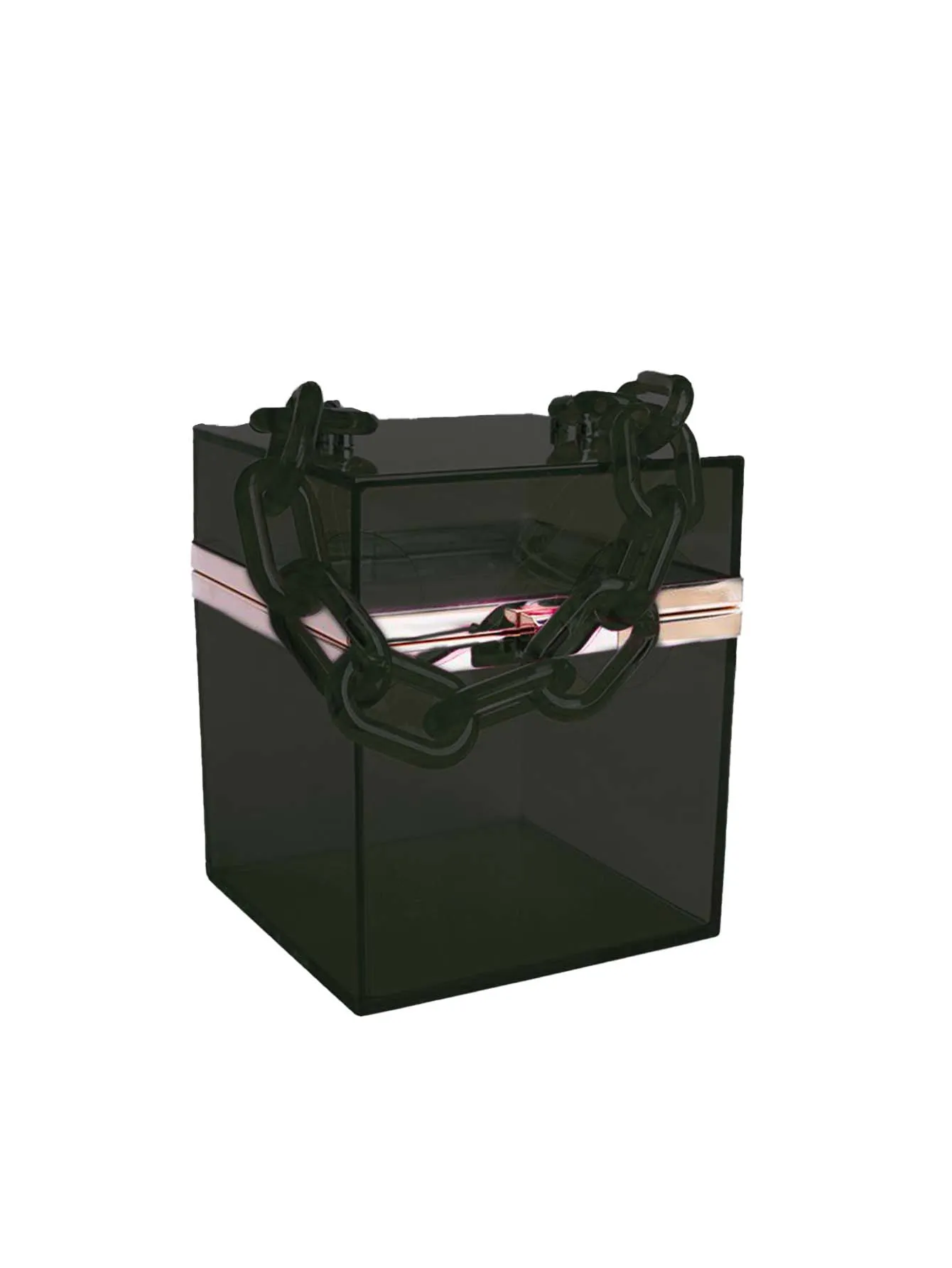 Chunky Chain Box Design Novelty Bag - Black- FD ⚡