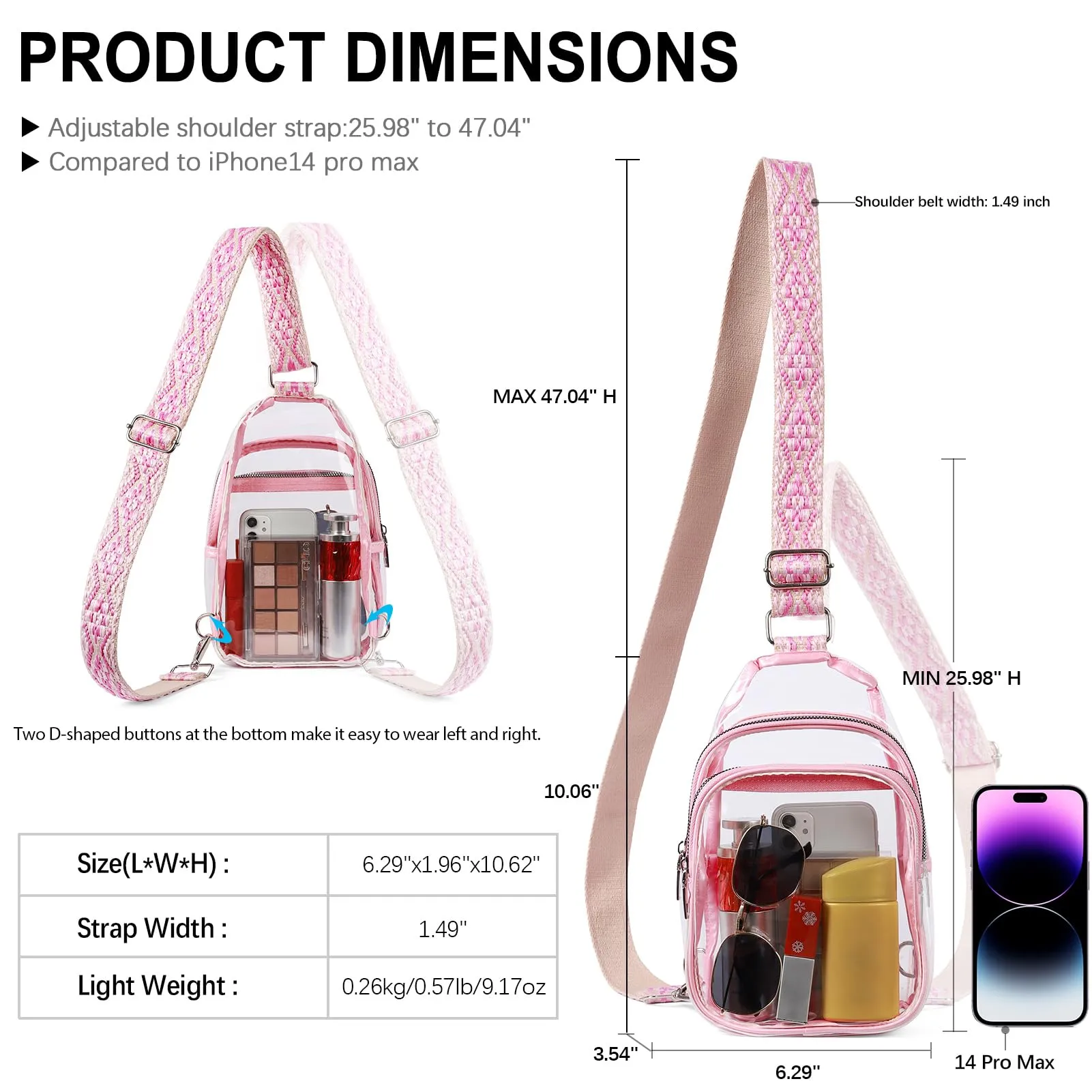 CLUCI Clear Bag, Clear Crossbody Bag Purses for Stadium Events Concerts