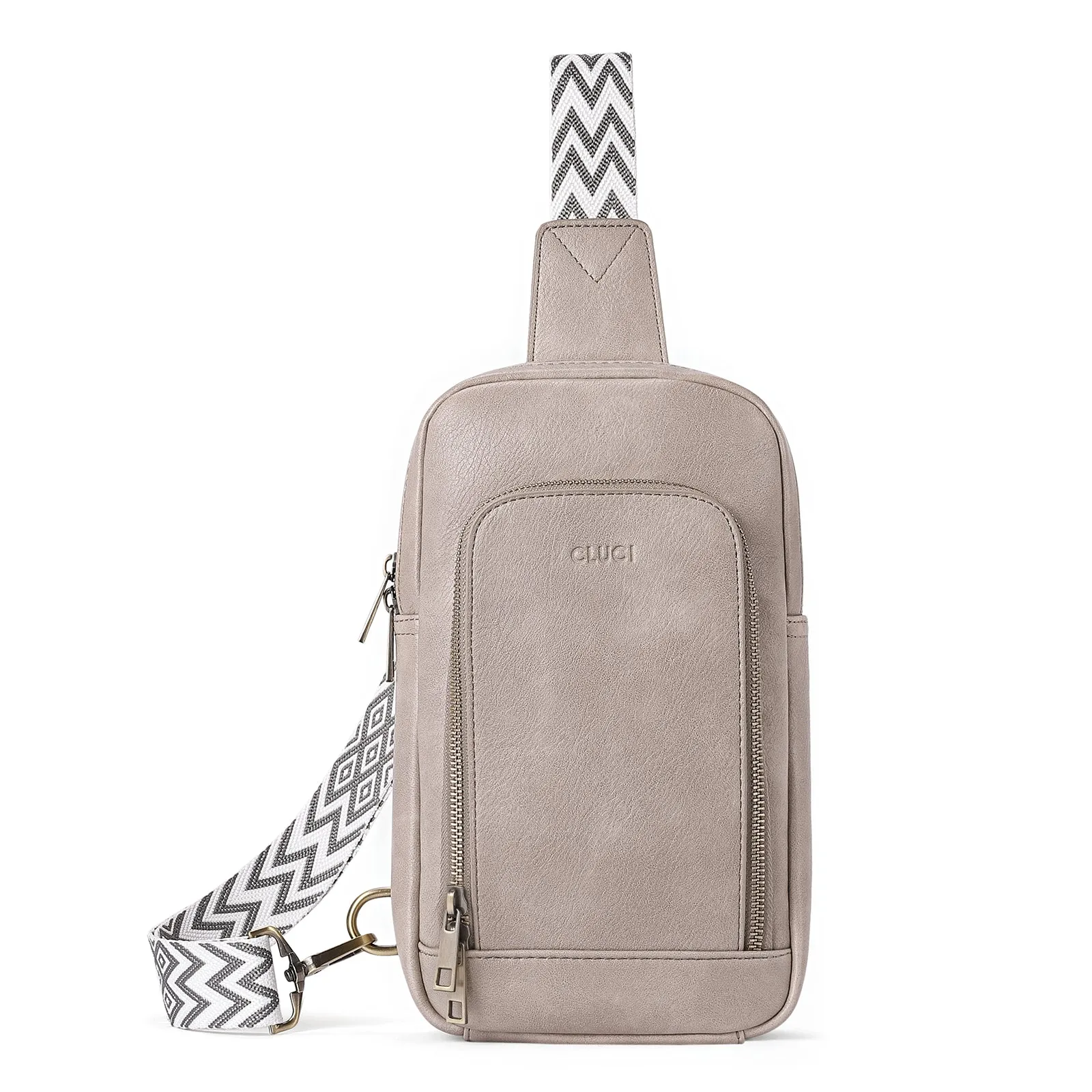 CLUCI Large PU Leather Crossbody Sling Bag for Women Travel Hiking Cycling