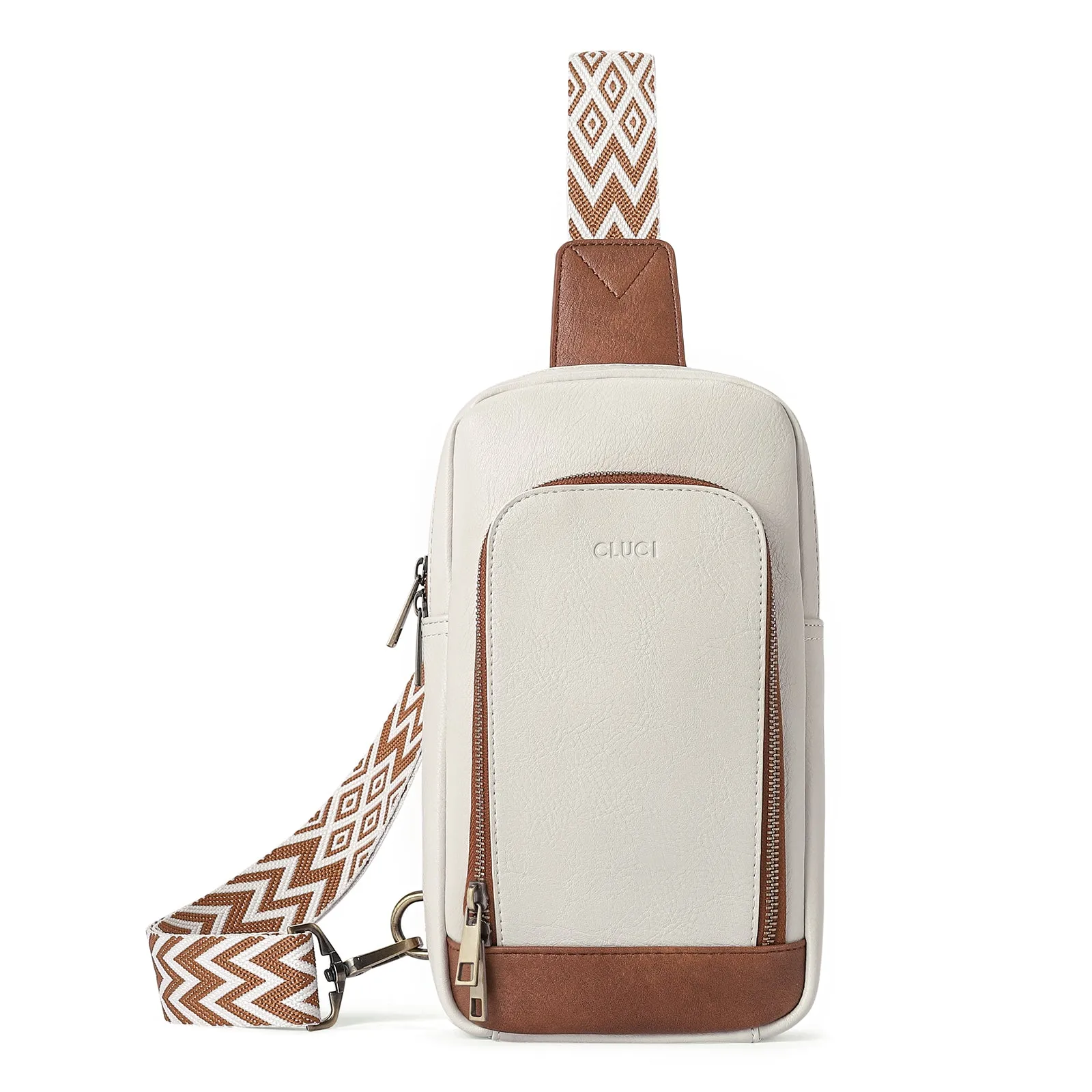 CLUCI Large PU Leather Crossbody Sling Bag for Women Travel Hiking Cycling