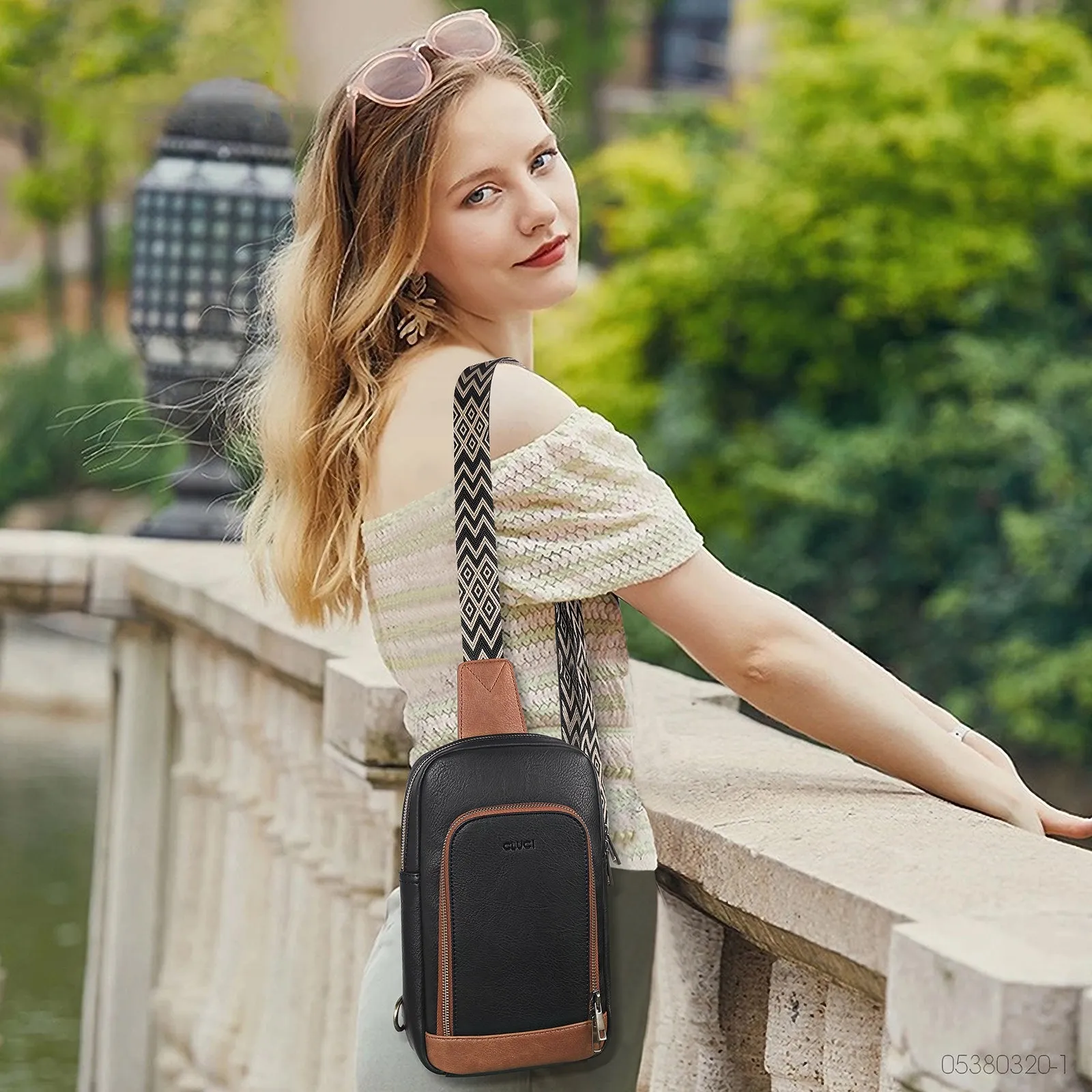 CLUCI Large PU Leather Crossbody Sling Bag for Women Travel Hiking Cycling