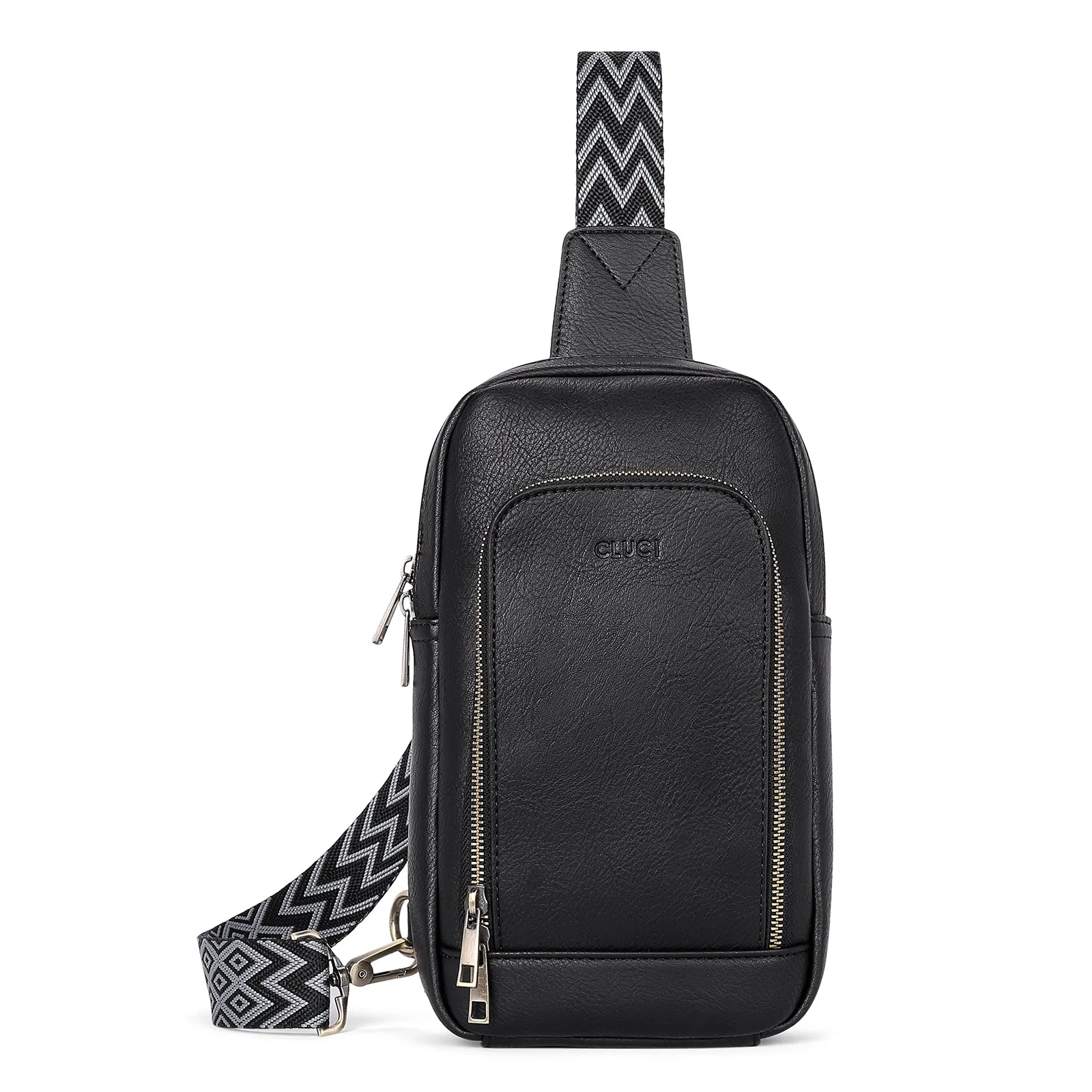 CLUCI Large PU Leather Crossbody Sling Bag for Women Travel Hiking Cycling