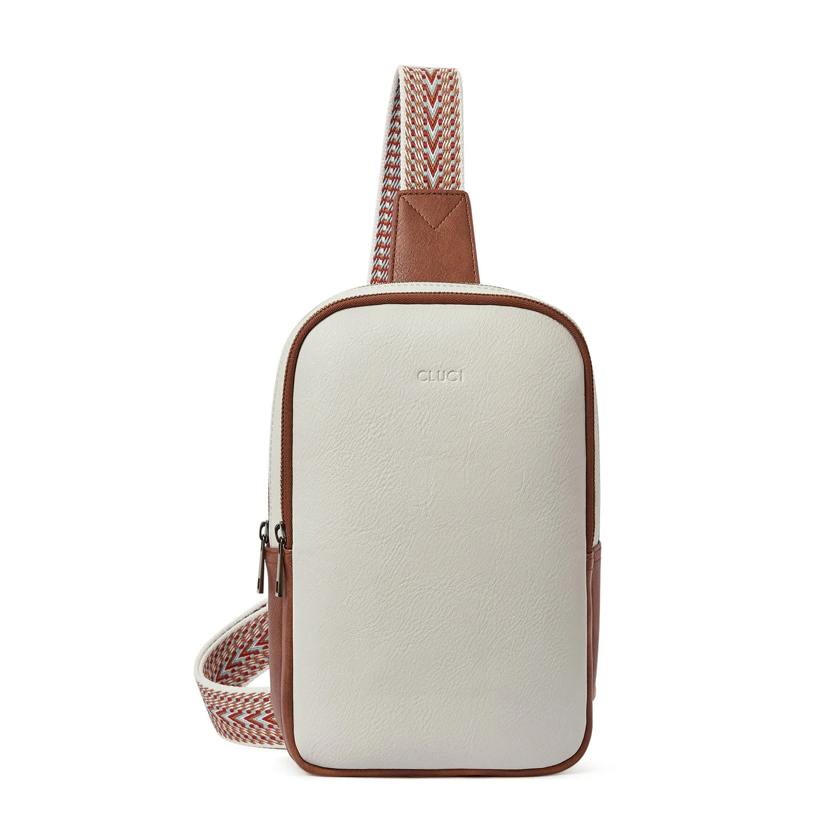 CLUCI Leather Large Sling Bag Crossbody Bag for Women Chest Bag for Travel