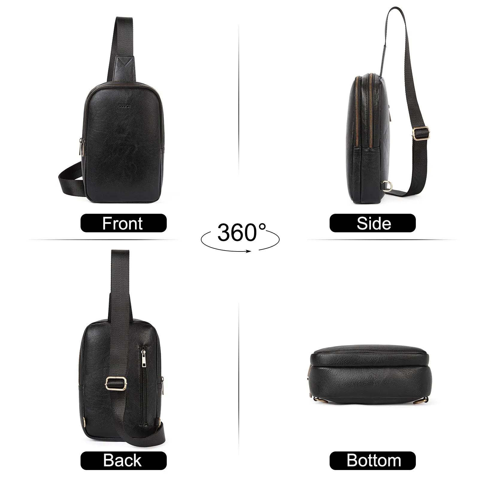 CLUCI Leather Large Sling Bag Crossbody Bag for Women Chest Bag for Travel
