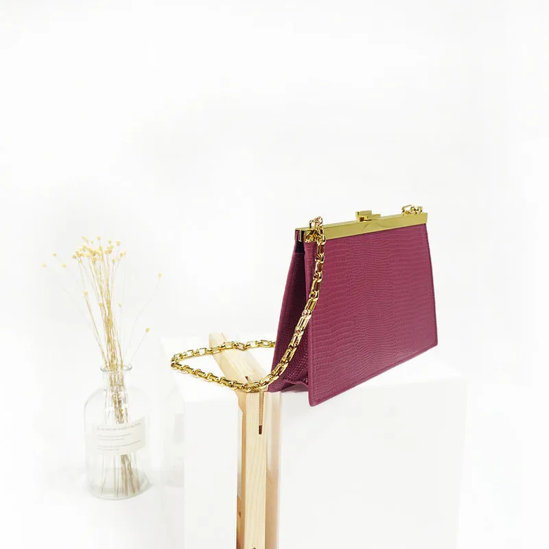 CM-BG122655 Women Elegant Seoul Style Chain Straps Shoulder Bag - Rose Red