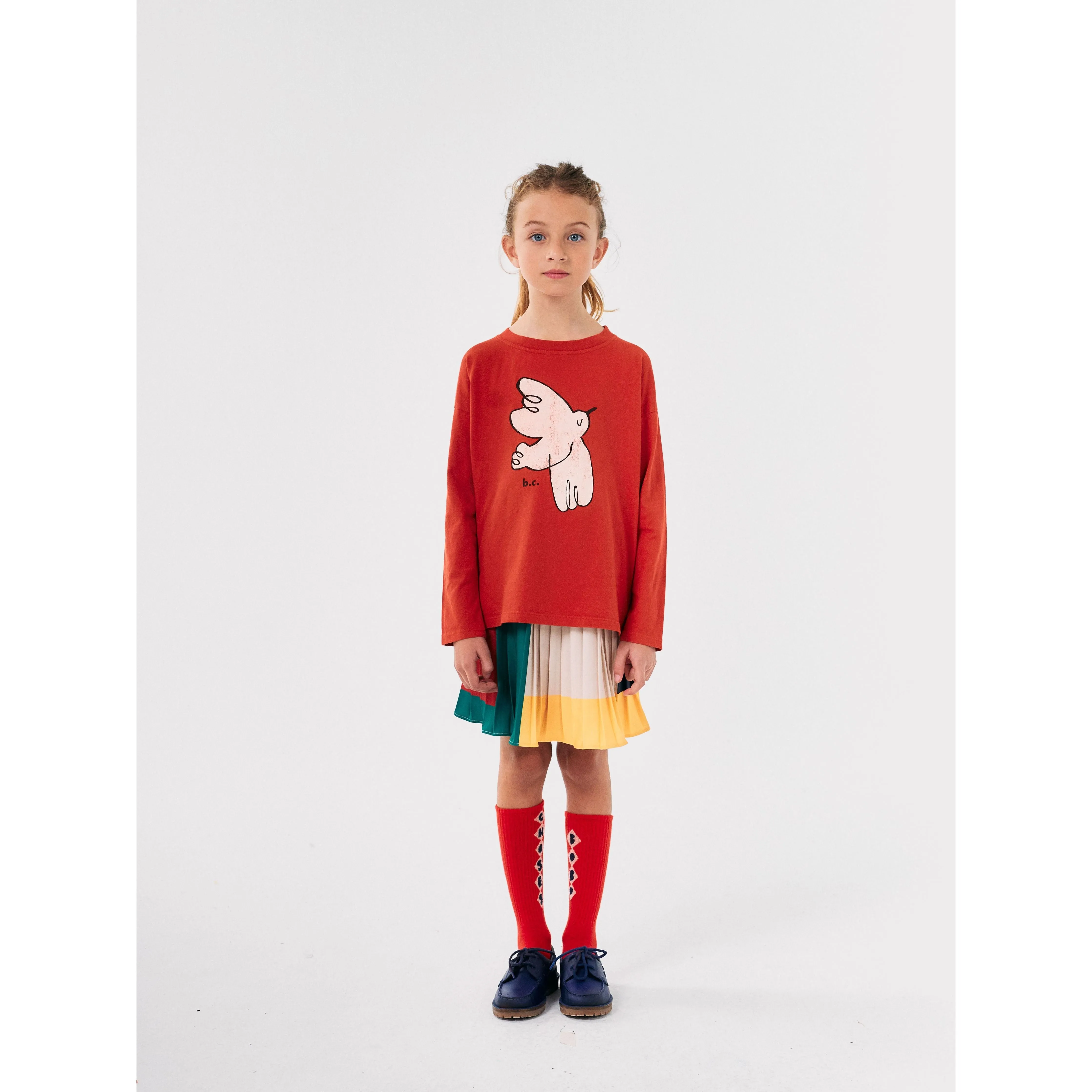Color Block Pleated Woven Skirt