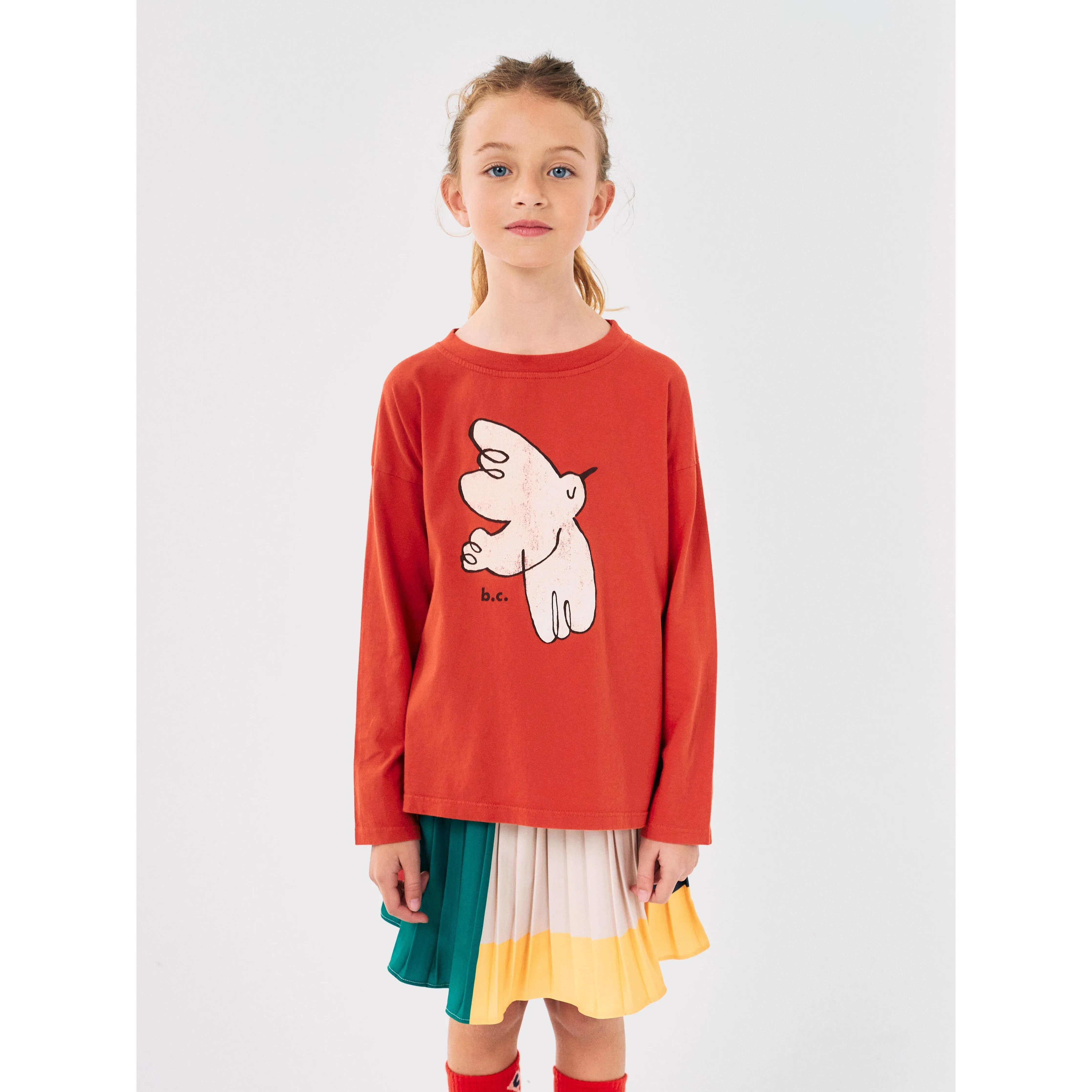 Color Block Pleated Woven Skirt