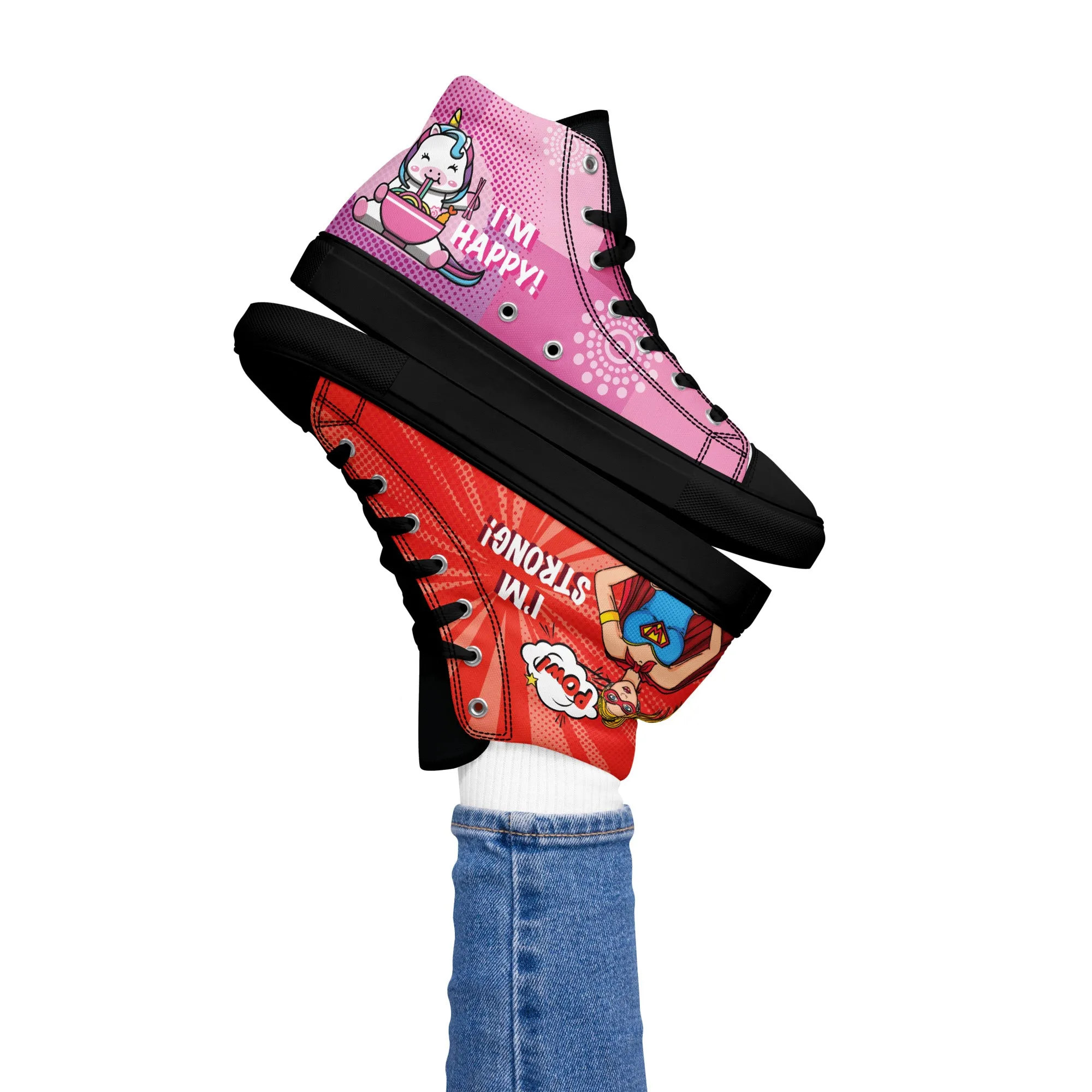 Colourful Cartoons Women's High Top Custom Sneakers