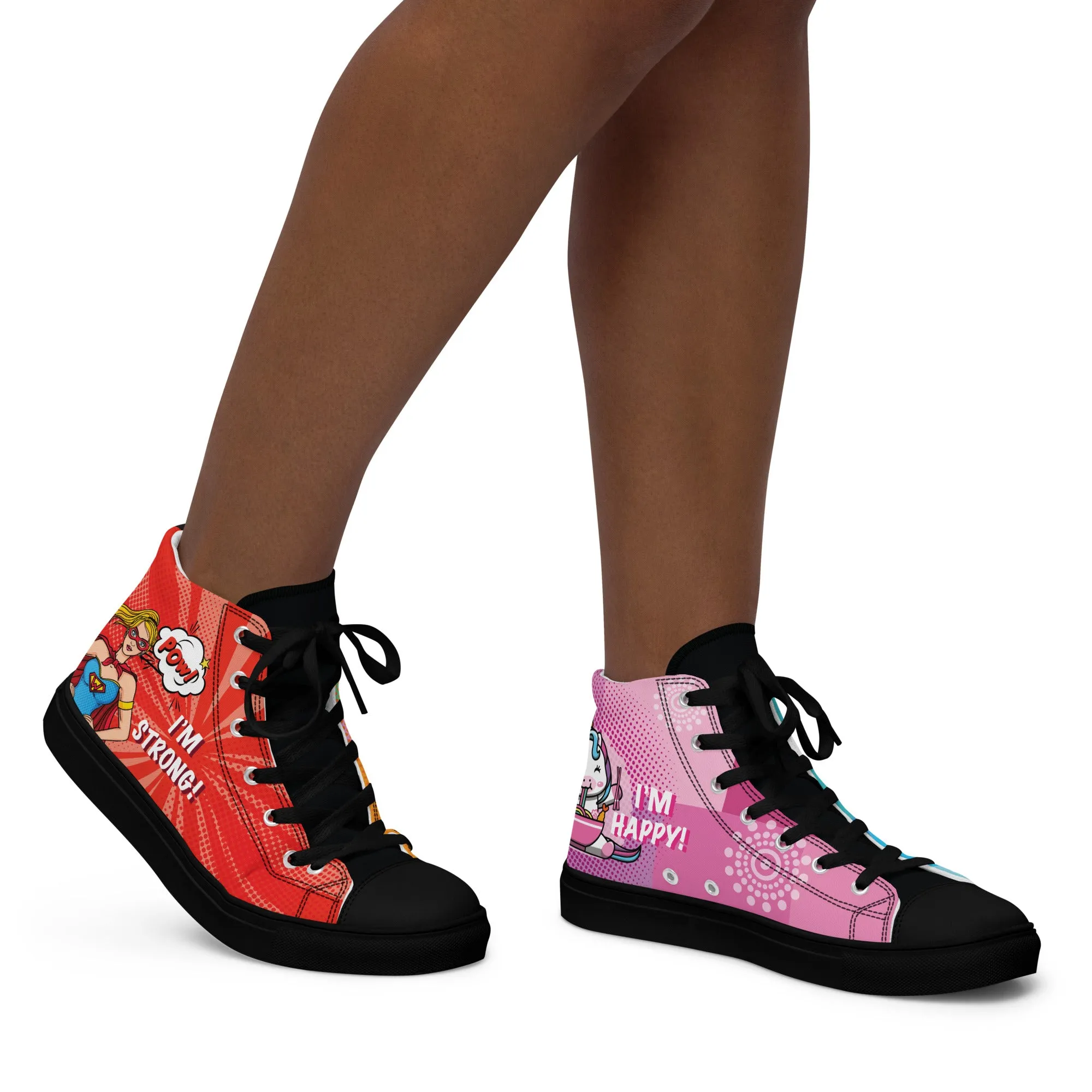 Colourful Cartoons Women's High Top Custom Sneakers