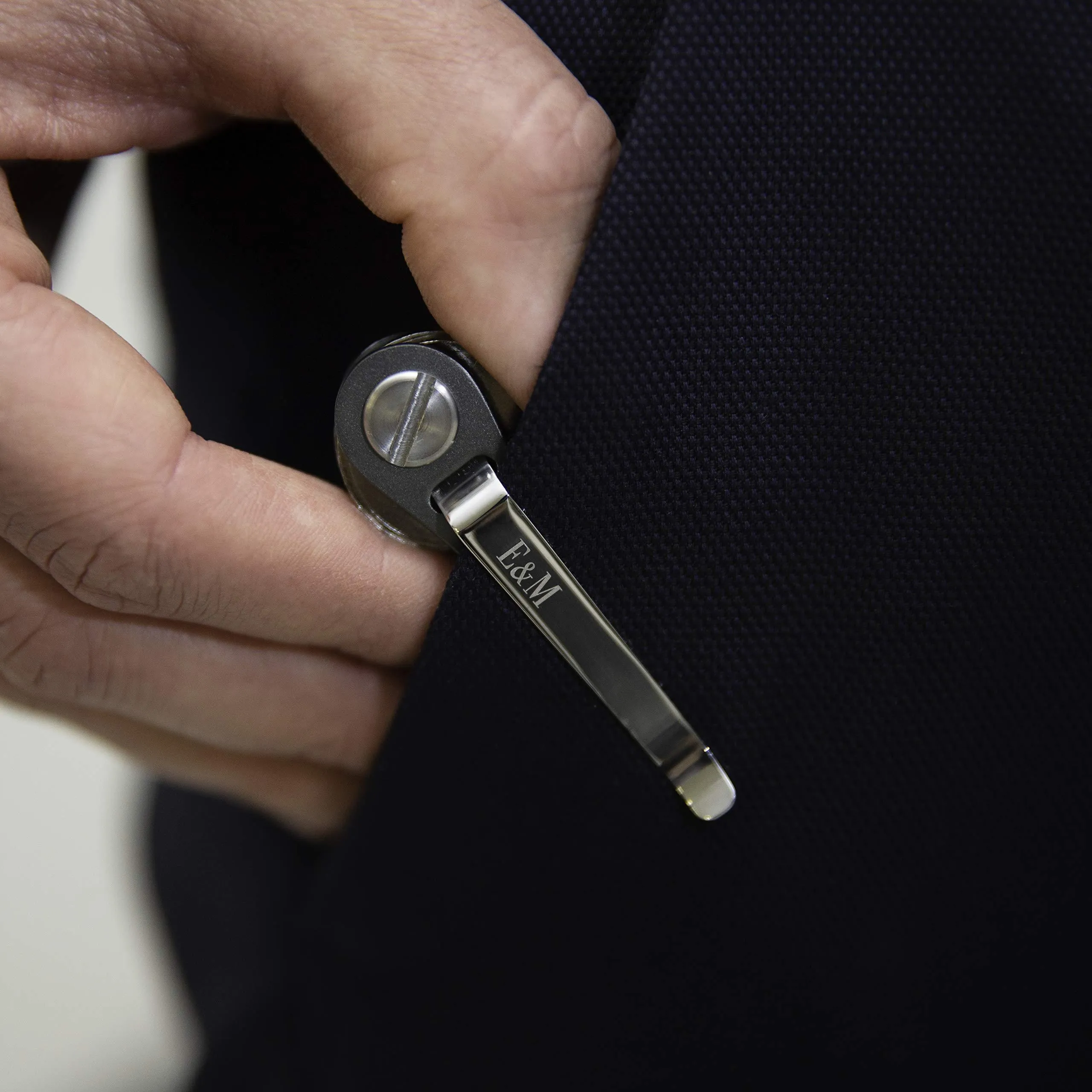 Compact Key Holder Premium (Aircraft Grade Aluminum, Blue Gray) - Smart Keychain Organizer - Unique Style Pocket Clip Design