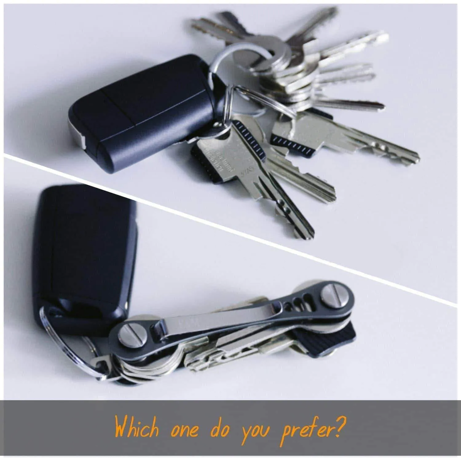 Compact Key Holder Premium (Aircraft Grade Aluminum, Blue Gray) - Smart Keychain Organizer - Unique Style Pocket Clip Design