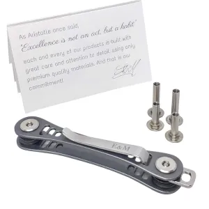 Compact Key Holder Premium (Aircraft Grade Aluminum, Blue Gray) - Smart Keychain Organizer - Unique Style Pocket Clip Design