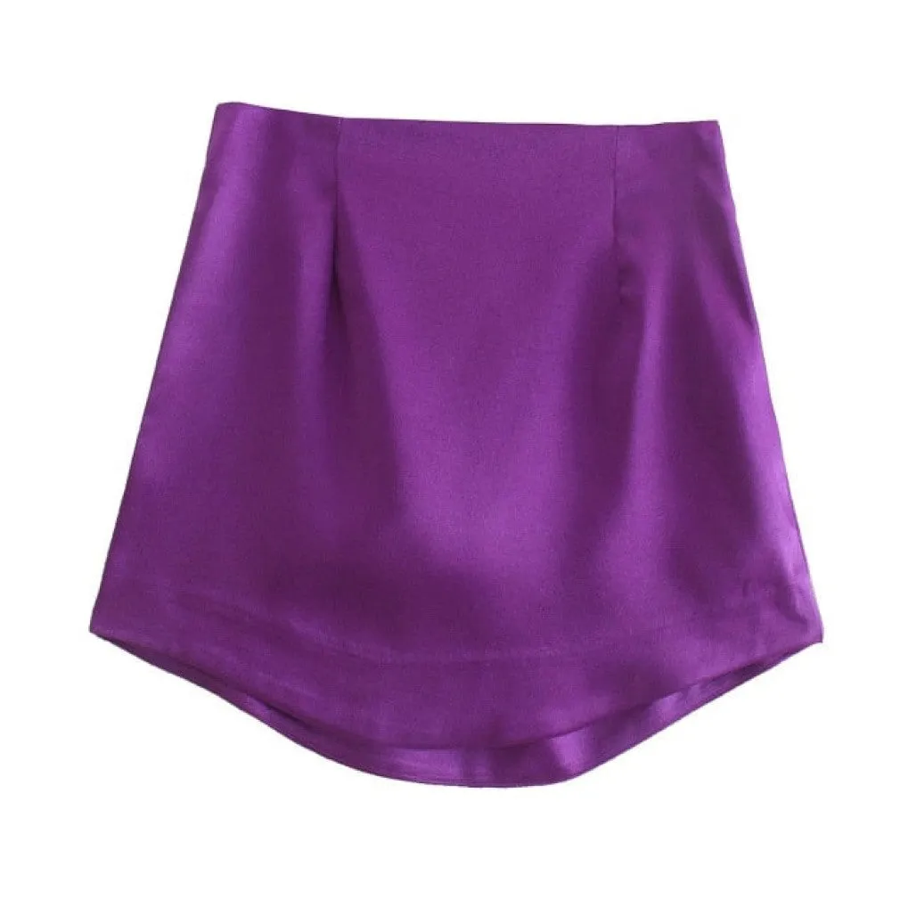 ContiNent 33 Women High Street Solid Color Side Zipper Sexy Mini Skirt Faldas Mujer Ladies Light Soft Casual Slim Chic Vestidos