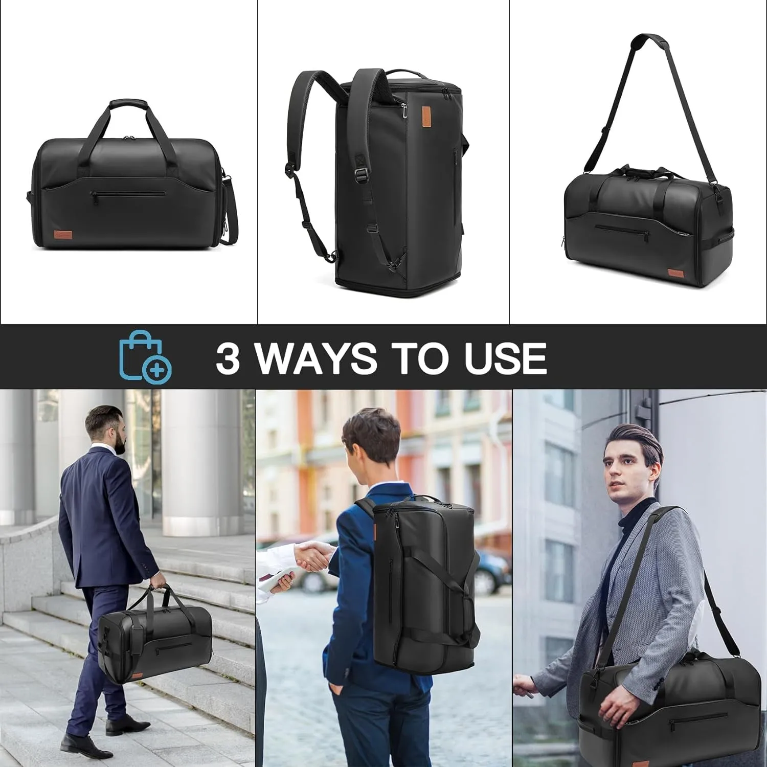 Convertible Travel Garment Bag with Shoe Compartment and Shoulder Strap