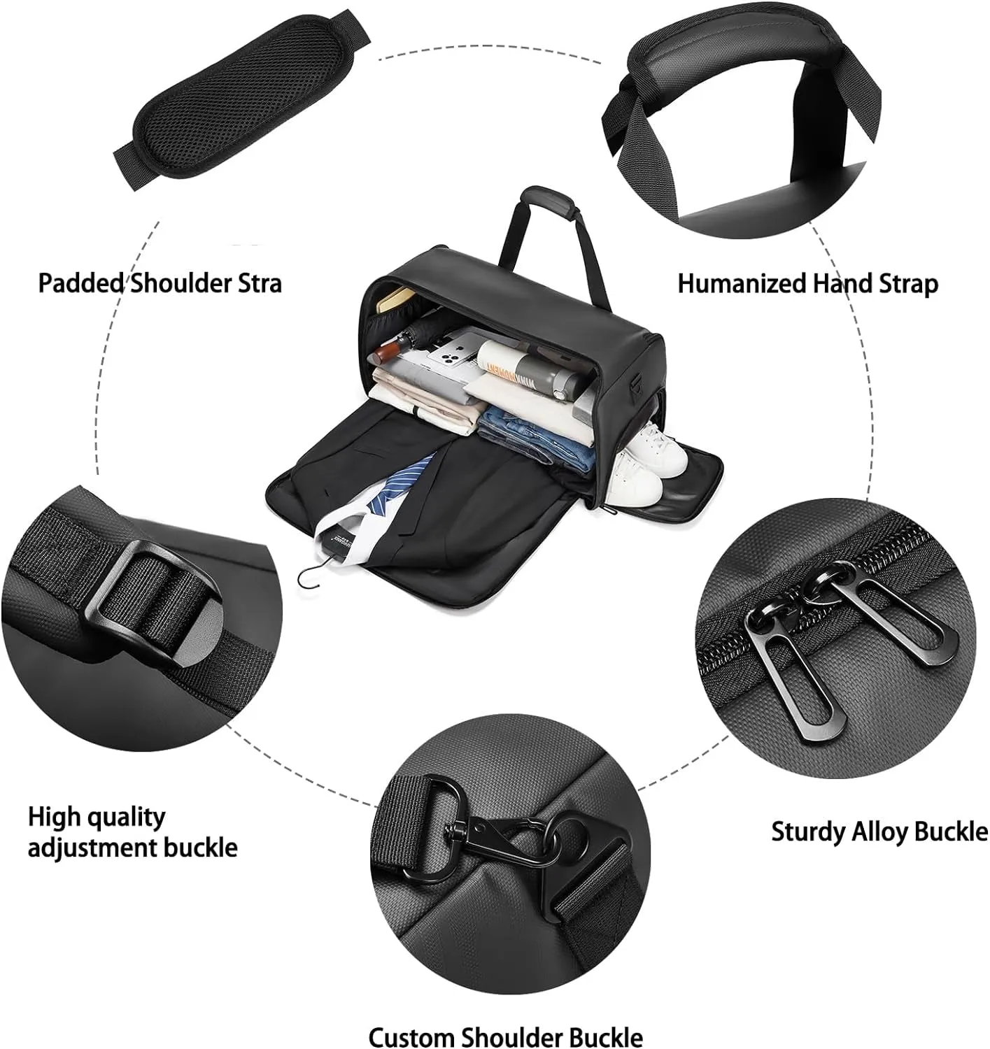Convertible Travel Garment Bag with Shoe Compartment and Shoulder Strap