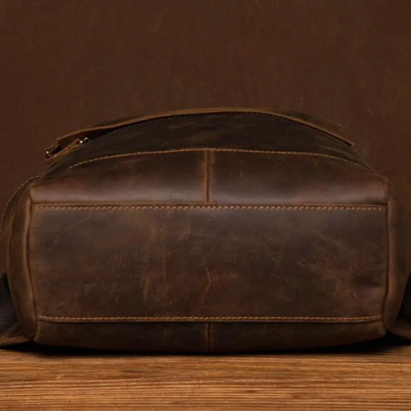 Crazy Horse Leather Backpack Men Laptop Backpack Handmade Travel Backpack