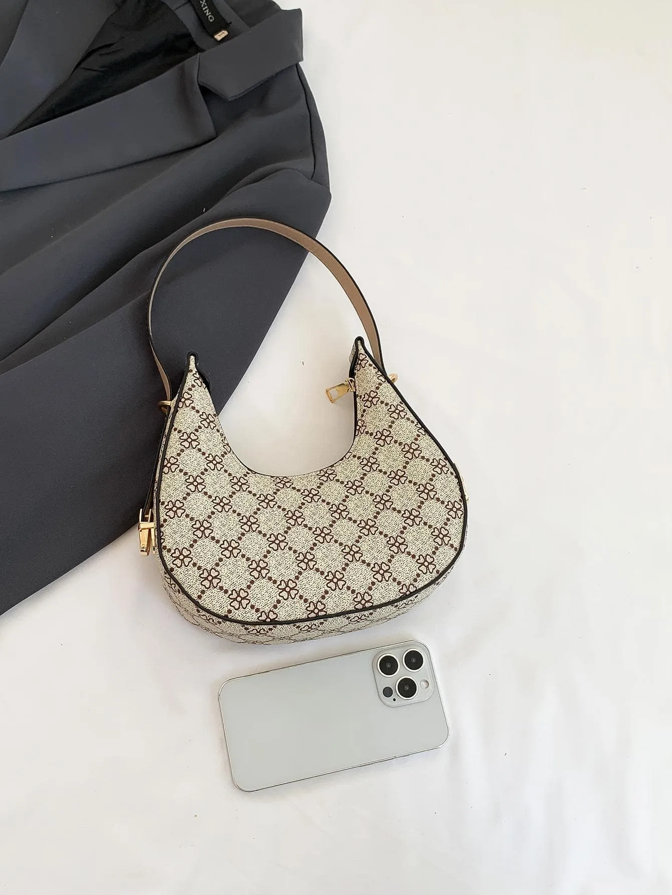 Crescent-shaped Pu Shoulder Bag - Multicolor- FD ⚡