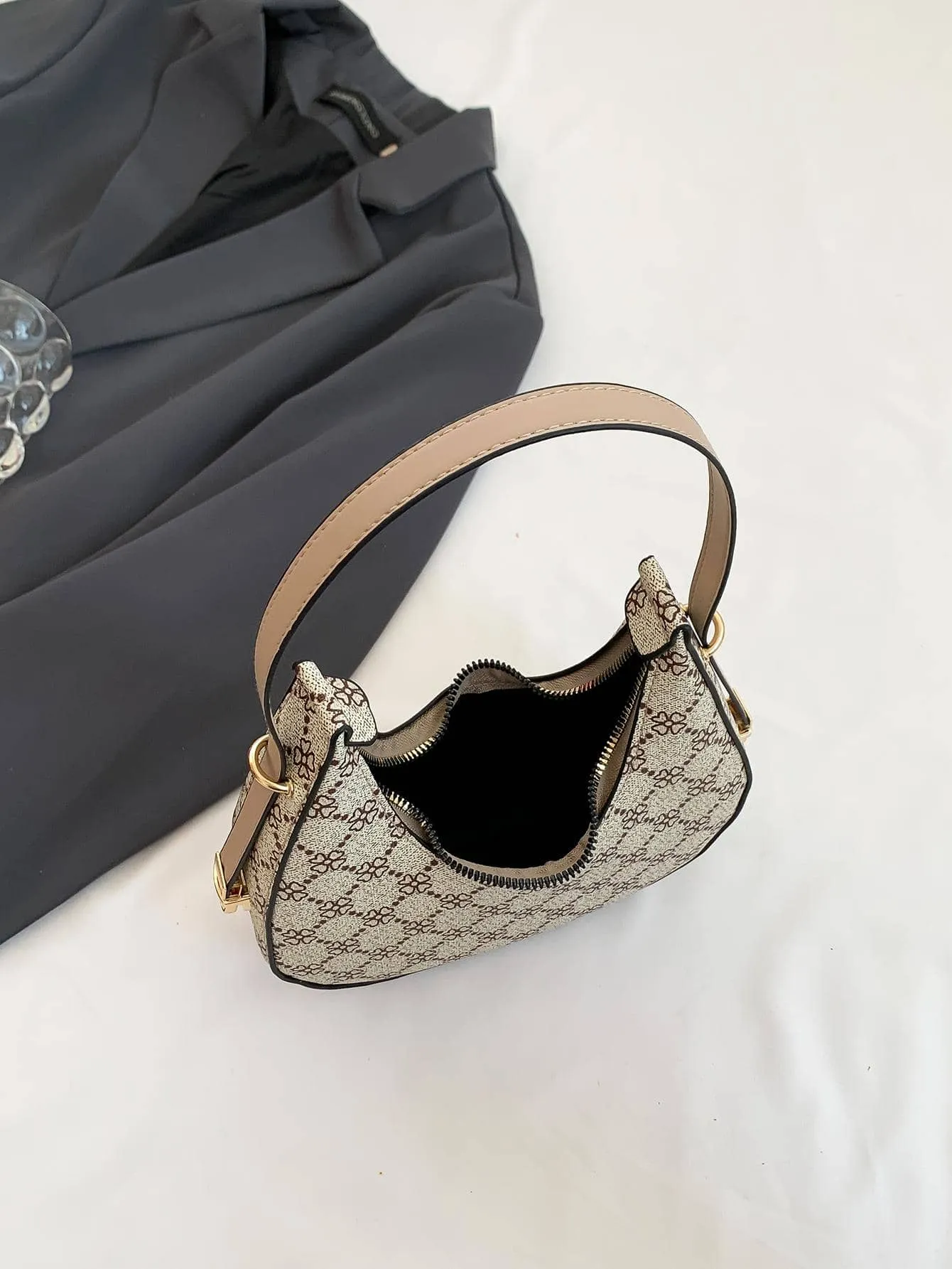 Crescent-shaped Pu Shoulder Bag - Multicolor- FD ⚡