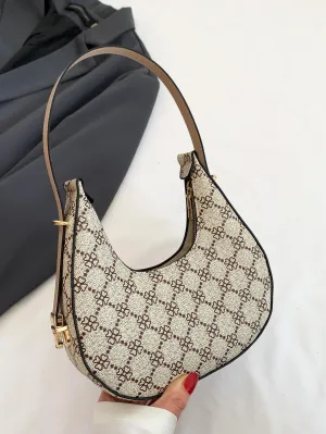 Crescent-shaped Pu Shoulder Bag - Multicolor- FD ⚡