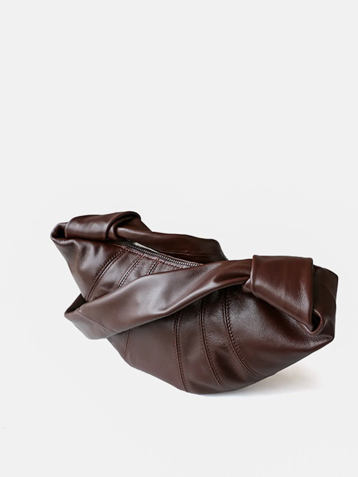 Croissant Bag Puffy Soft Leather Knotted Strap Hobo Bag