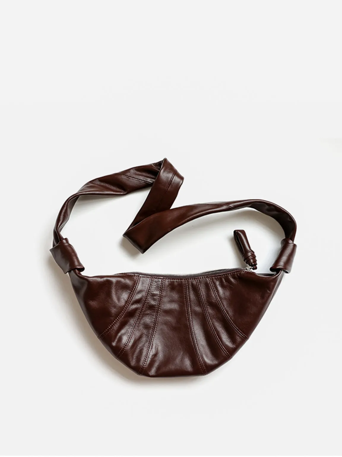 Croissant Bag Puffy Soft Leather Knotted Strap Hobo Bag