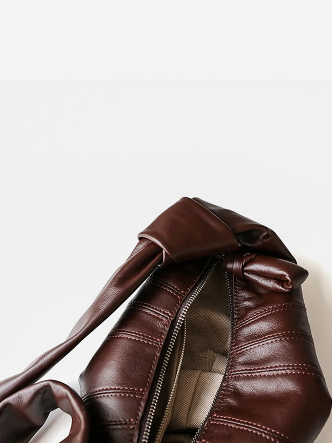 Croissant Bag Puffy Soft Leather Knotted Strap Hobo Bag