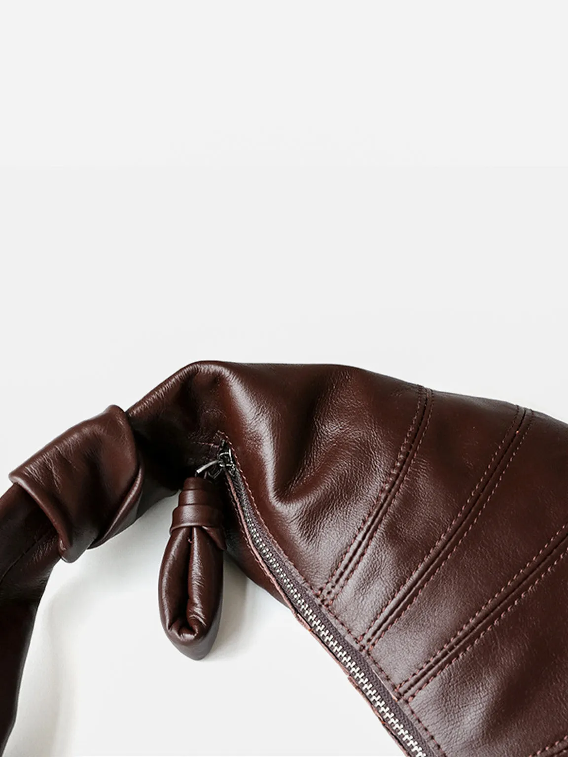Croissant Bag Puffy Soft Leather Knotted Strap Hobo Bag