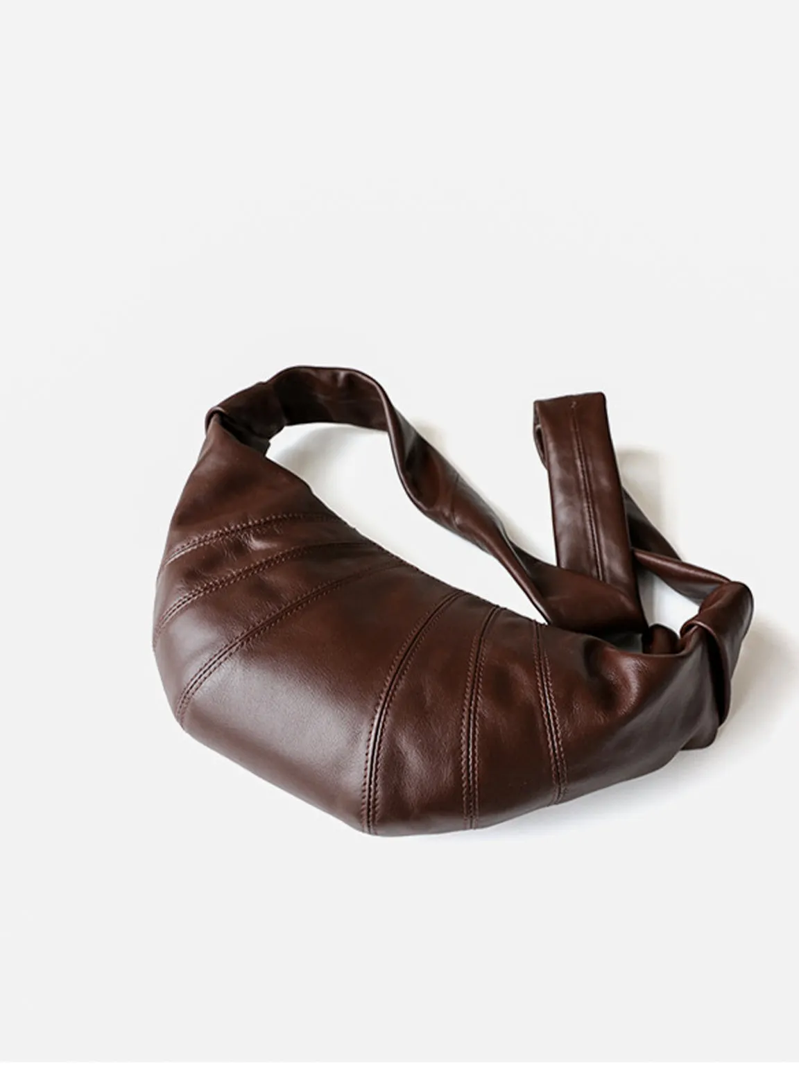 Croissant Bag Puffy Soft Leather Knotted Strap Hobo Bag