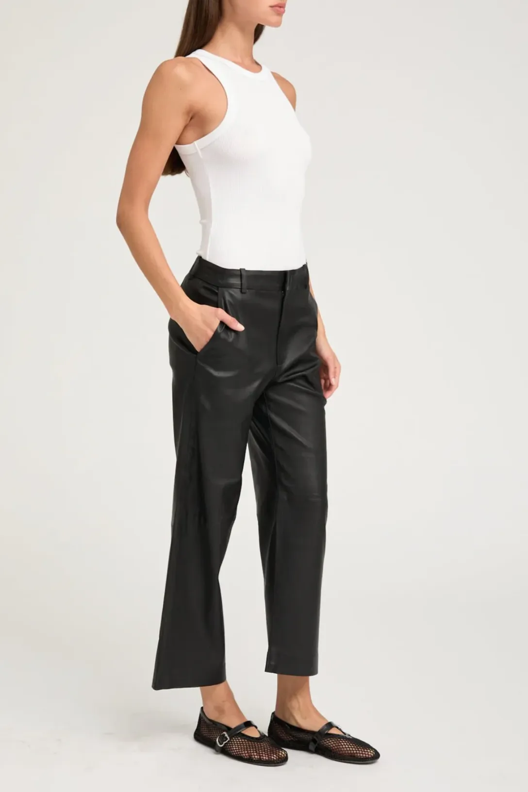 Cropped Trousers | Black Leather
