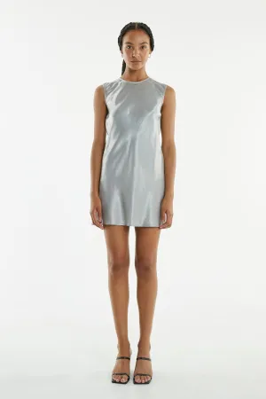 CRUSH BIAS MINI TANK DRESS | SILVER