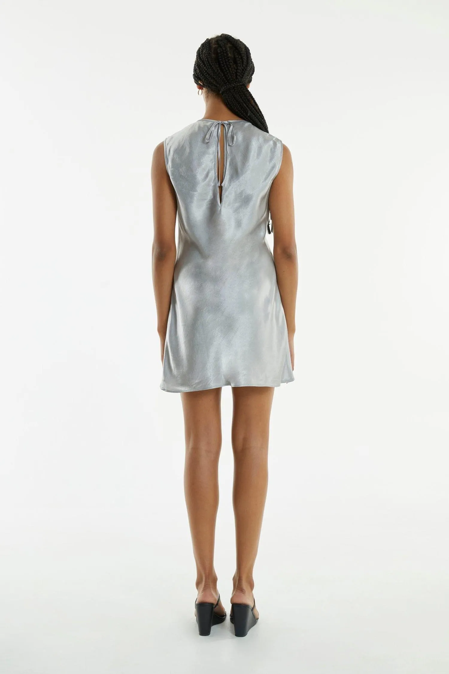 CRUSH BIAS MINI TANK DRESS | SILVER