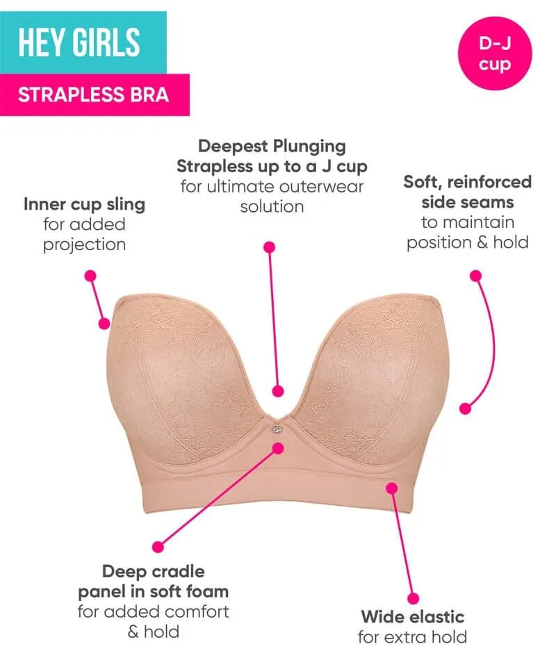 Curvy Kate Hey Girls Superplunge Strapless Bra - Black/Latte