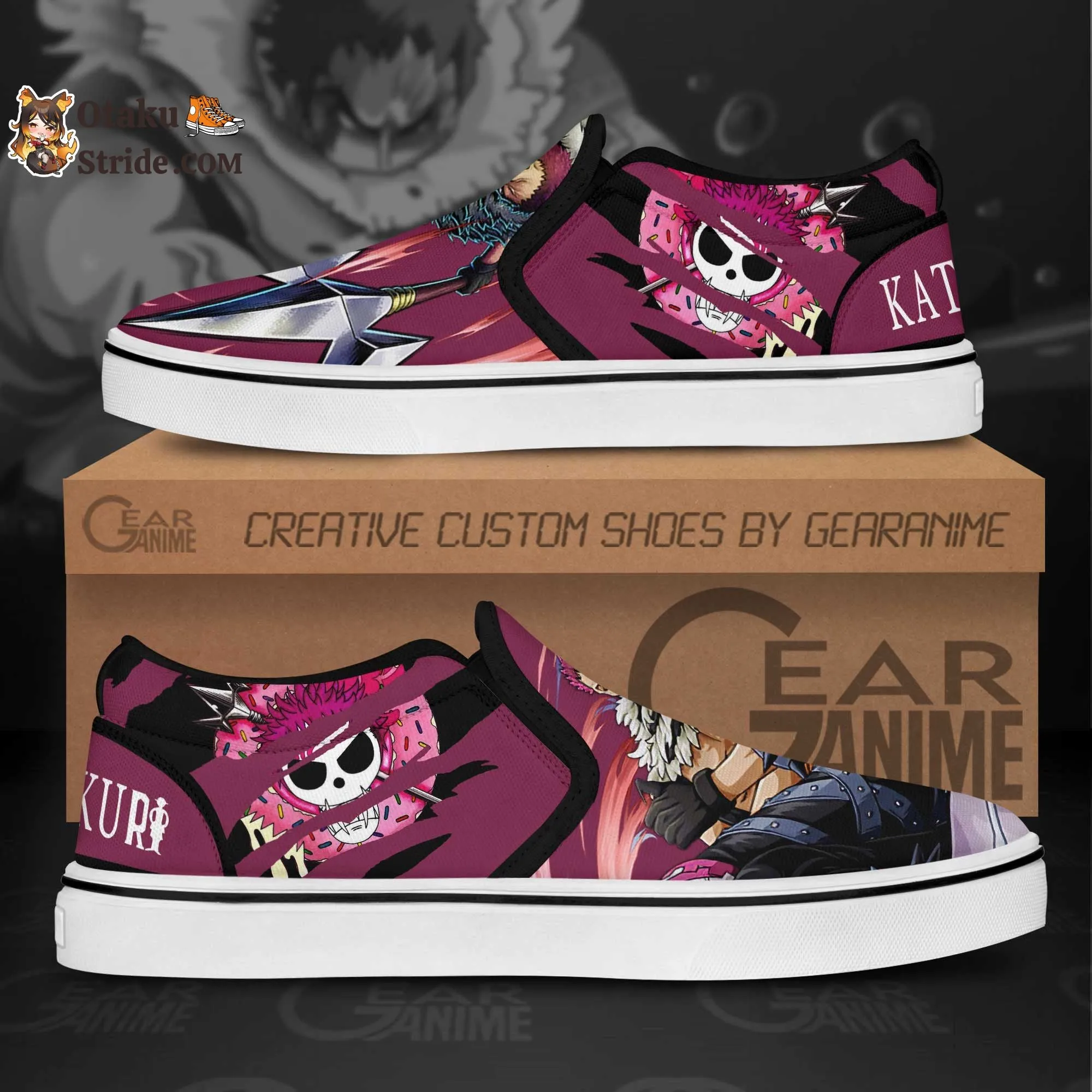 Custom One Piece Katakuri Anime Slip On Sneakers – Unique Printed Footwear