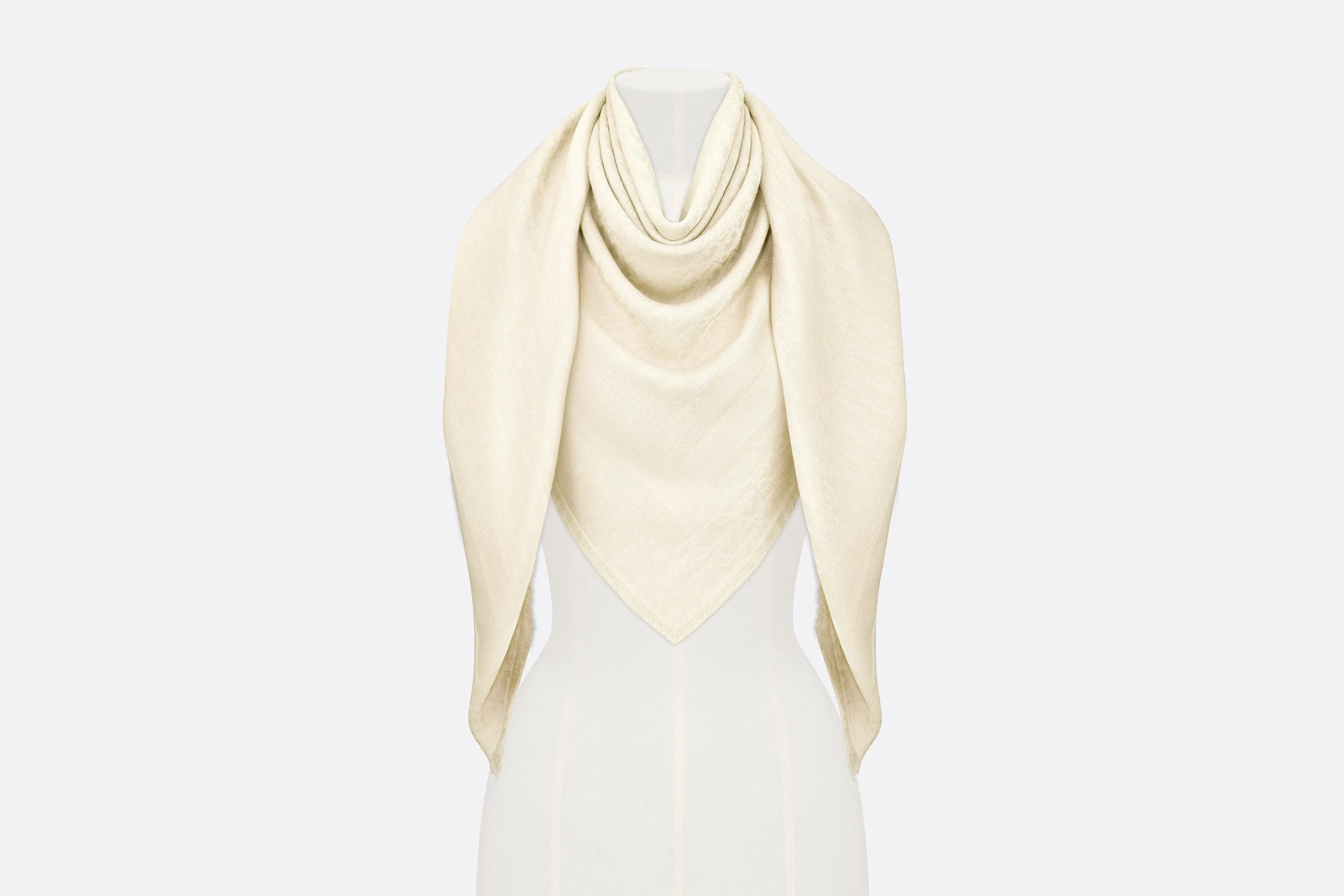 D-Oblique Shawl • White Wool, Silk and Cashmere