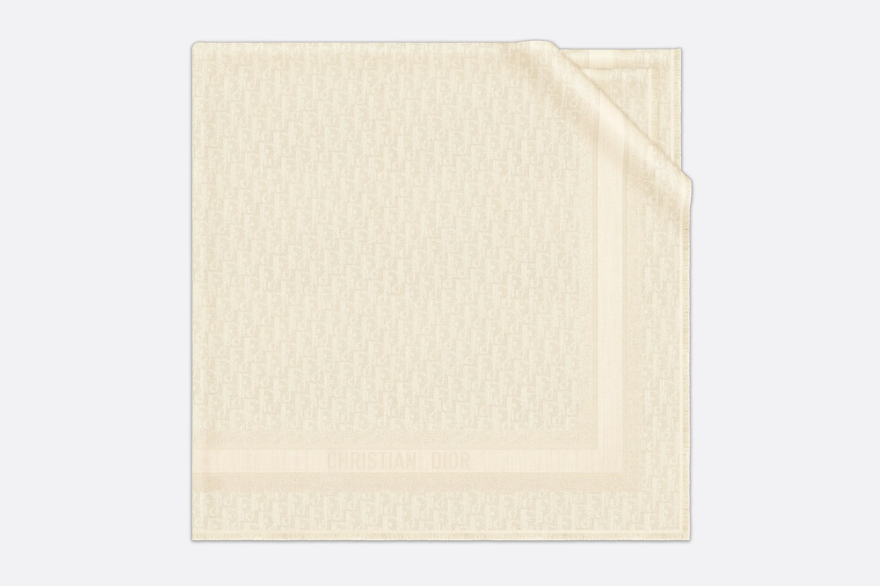 D-Oblique Shawl • White Wool, Silk and Cashmere