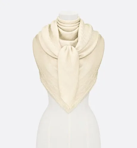 D-Oblique Shawl • White Wool, Silk and Cashmere