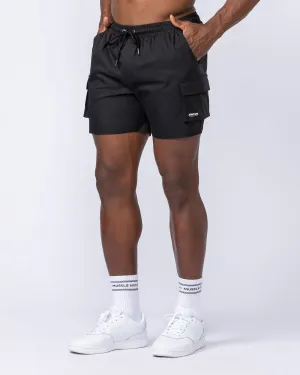 Daily Cargo 5" Shorts - Black (Silicon Logo)