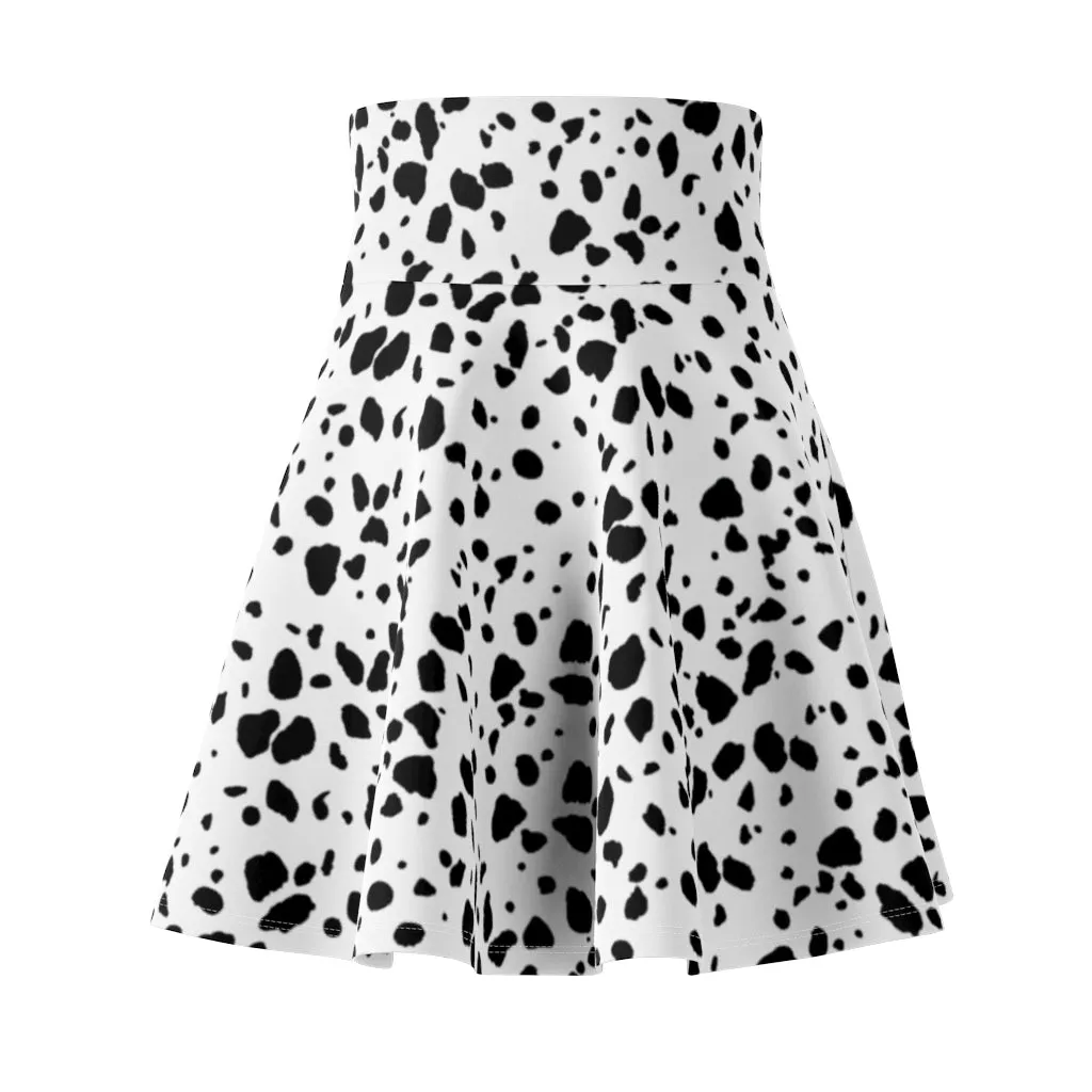 Dalmatian Spots Women's Skater Skirt Black White Costume Cosplay Gift for Her Fantasy Skirt Circle Skirt Cruella | Pet Lover | Dog Lover