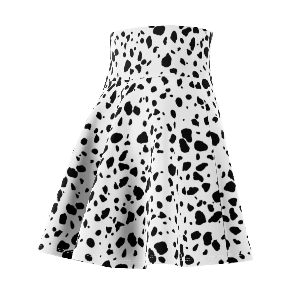 Dalmatian Spots Women's Skater Skirt Black White Costume Cosplay Gift for Her Fantasy Skirt Circle Skirt Cruella | Pet Lover | Dog Lover