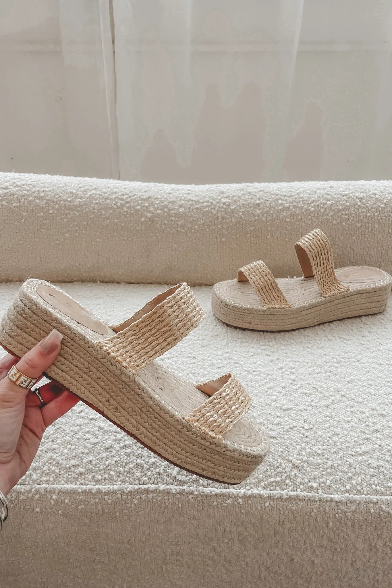 DEAL Never Miss A Beach Day Natural Woven Platform Sandals
