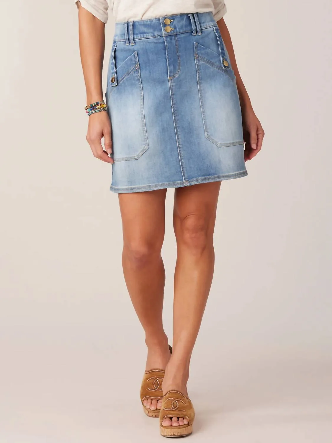 Democracy - High Rise Double Button Skirt with Pockets